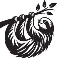 Sloth hanging on a tree branch vector