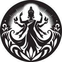 The goddess of the universe in a circle with flowers vector