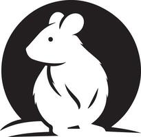 A black and white mouse silhouette in a circle vector