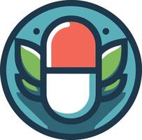 A pill with leaves on it vector
