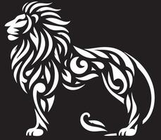 A lion with tribal patterns on its body vector