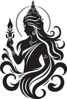 The goddess of india is holding a torch vector