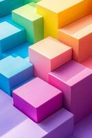 Vibrant Geometric Blocks in Gradient Colors Creating a Modern Abstract Background photo