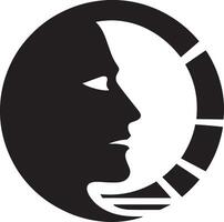 The logo for the company is a black and white image of a man's face vector