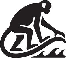 A monkey riding a surfboard vector