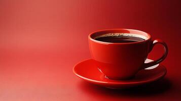 Vibrant Red Coffee Cup on a Matching Red Background photo