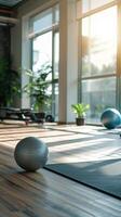 Copy space in a fitness studio during a physiotherapy session. photo
