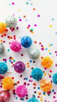 Festive party scene with vibrant colors popping against a clean white backdrop. photo