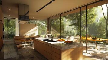 Minimalist kitchen with natural light photo