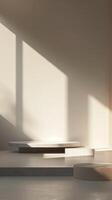 Minimalist Interior with Geometric Shadows and Natural Light photo