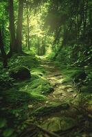 Overlay of a patient's journey and a lush forest, symbolizing vitality. photo