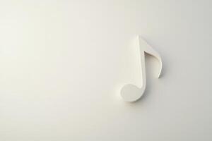 Minimalist White Musical Note on Clean Background for Modern Design and Creative Projects photo