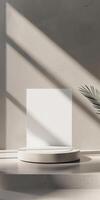 Clean and modern design of a podium with space for personalized branding or messaging. photo