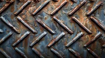 Detailed top-down photo of durable metal texture.