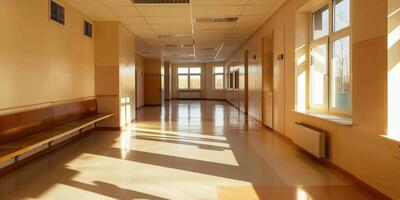 Empty area in a rehabilitation center ready for branding messages. photo