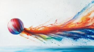 A ball is in the air and it is colorful photo
