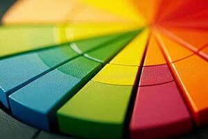 Vibrant Color Wheel Close-Up Showcasing a Spectrum of Rainbow Hues photo
