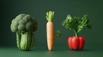 Fresh Vegetables Displayed Against Green Background photo