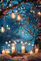 A tree with lights hanging from it photo