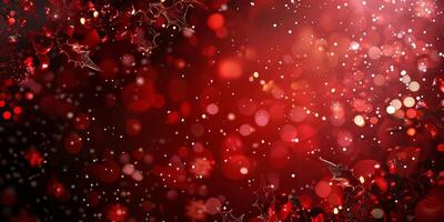 Festive Red and Gold Bokeh Background with Sparkling Lights photo
