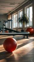 Copy space in a fitness studio during a physiotherapy session. photo
