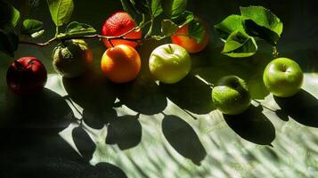 Elegant silhouette of fresh spring fruits photo