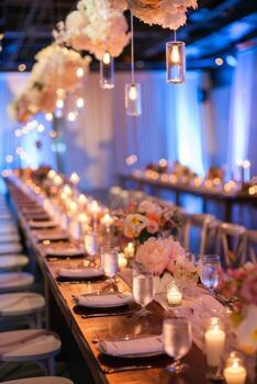 Elegant Wedding Reception Table Setting with Floral Arrangements photo