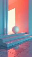 Abstract Modern Interior with Geometric Shapes and Vibrant Lighting in Minimalist Design photo
