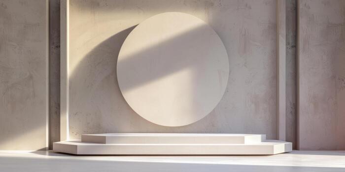 Minimalist Abstract Art Installation with Circular Sculpture photo