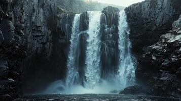 A waterfall with a misty atmosphere photo