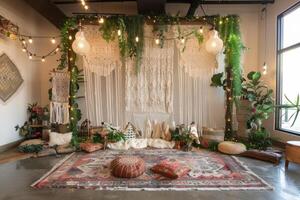 Cozy Bohemian Living Room with Macrame Decor photo