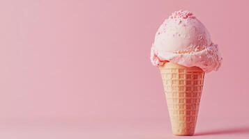 Delicious Pink Strawberry Ice Cream Cone photo