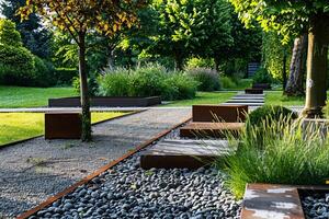 Modern Zen Garden with Pathways photo