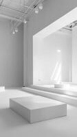 Minimalist White Interior with Geometric Platforms photo