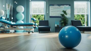 Physiotherapy concept photo with designated space for clinic information.