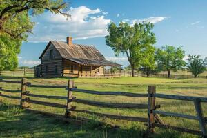 A house with a porch and a fence in front of it photo