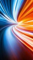 Dynamic Abstract Light Streaks in Vivid Blue and Orange Creating a Futuristic Motion Effect photo