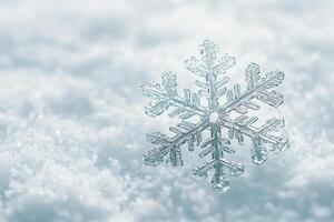 Intricate Snowflake on Fresh Snow Capturing the Beauty of Winter's photo
