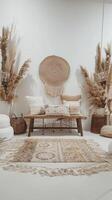 Boho-minimalist display stage decorated with minimalist bohemian decorations photo