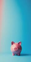 Vibrant Pink Piggy Bank Against a Colorful Gradient Background photo