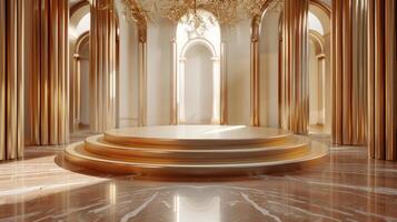 Dynamic 3D rendering presenting an award podium in exquisite detail photo
