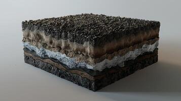 Cross-Section of Soil Layers Showing Different Geological Strata photo