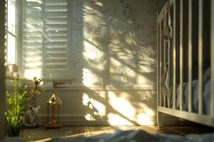 Silhouette of a children's room with soft, calming shadows. photo
