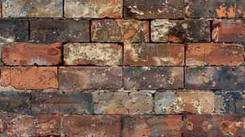 Weathered appearance and rugged charm of a brick surface photo