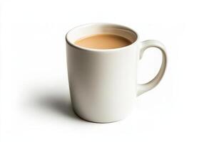 Simple White Mug Filled with Coffee on a Clean White Background photo