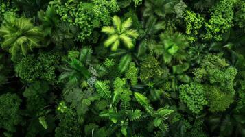 Bird eye shot of tropical rainforest. photo