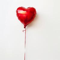 Red heart-shaped balloon against a white background for Valentine's Day. photo
