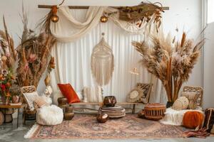 Cozy Bohemian Living Room with Macrame Decor photo