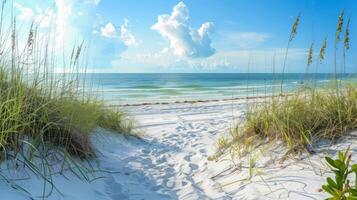 Calm and peaceful beach setting with ample room for text overlay photo