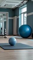 Copy space in a fitness studio during a physiotherapy session. photo